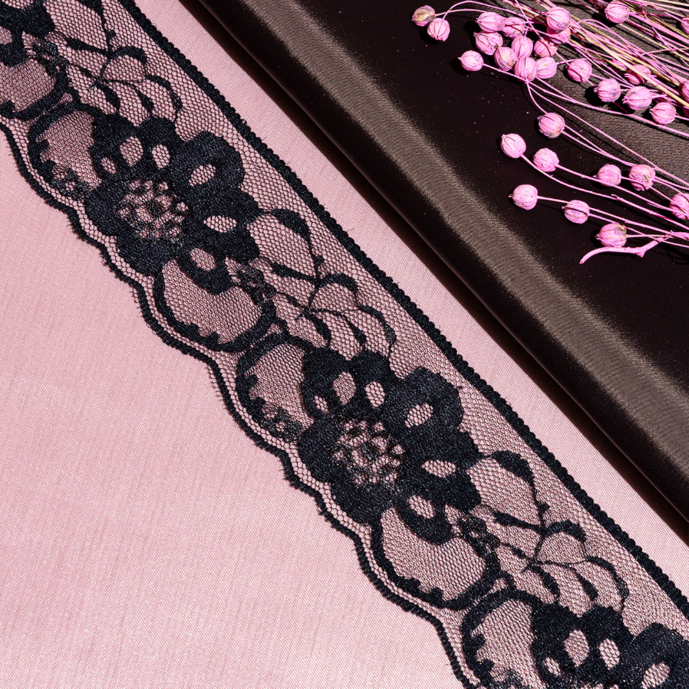 Кружево капроновое 012 черный, 6 см, (109,728 м/22,86 м)