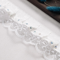 Тесьма-оборка с пайетками 627HT-W белый (22,86 м)