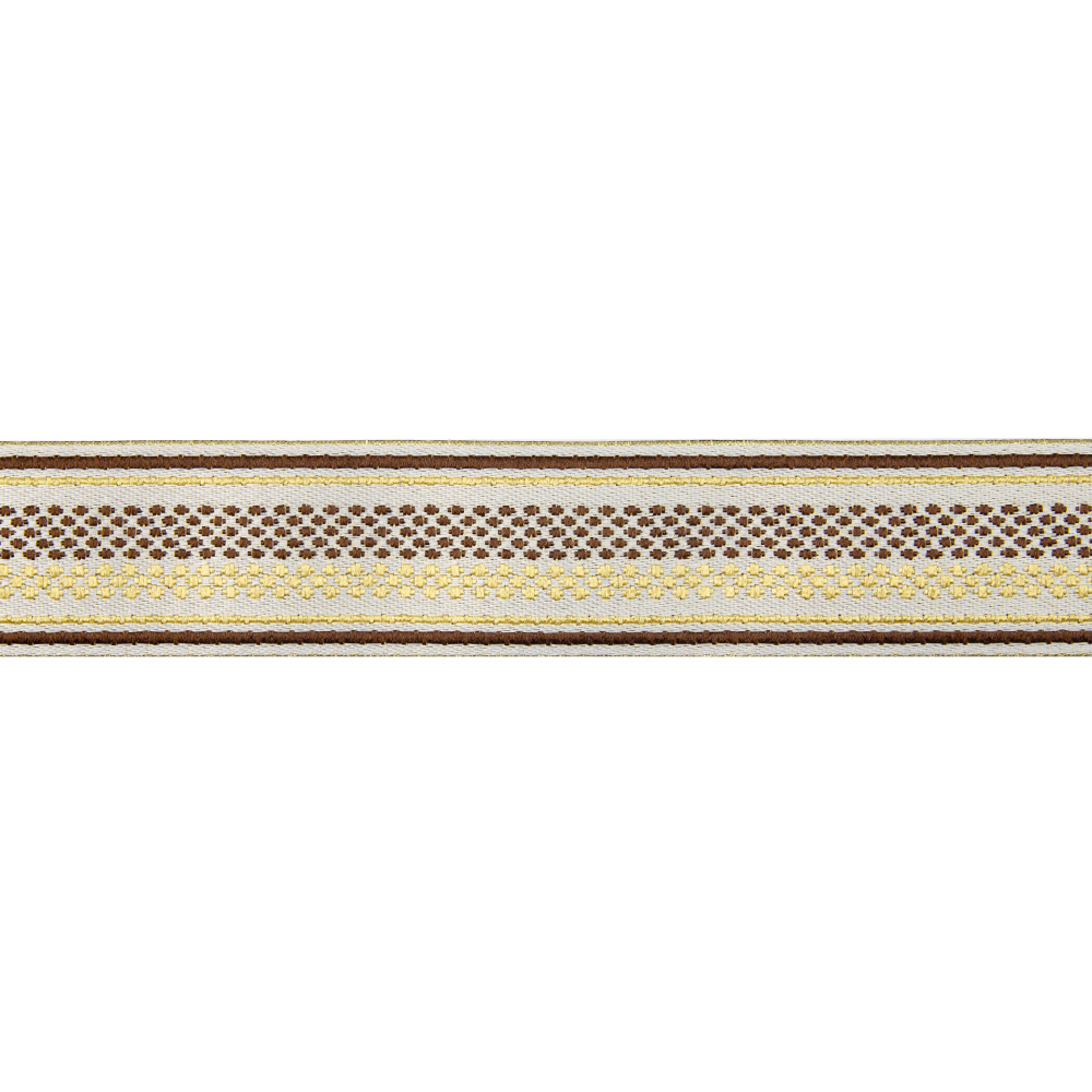 Текстильный бордюр YGH187C-1 Mirtex бежево/коричневый "Line", ширина 3 см/±25 м