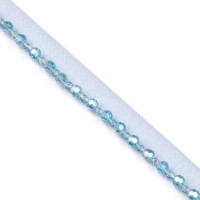 Кант на органзе с бусами 2508-05 голубой (ширина общая 1,3 см/ декор 0,5 см) (уп. 9,144 м)