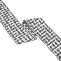 Текстильный бордюр QNG8001-1 Mirtex темно-серый/белый "Гусиные лапки" Коллекция №3, шир.7,2см/±25 м