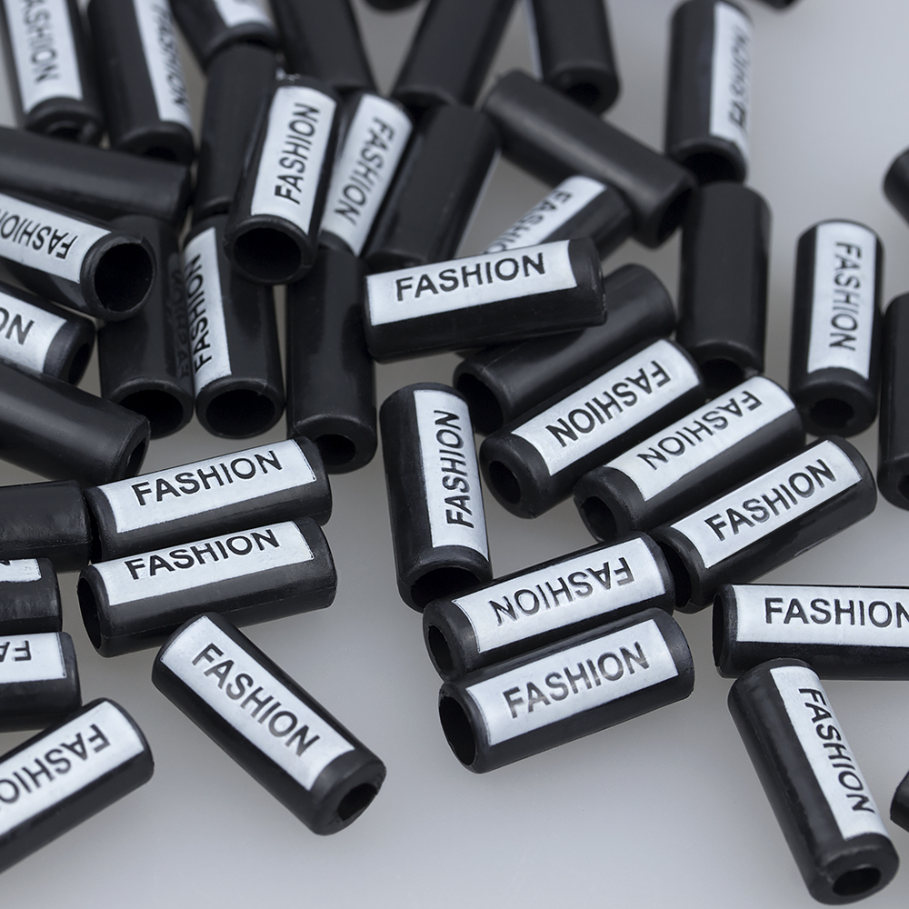 Концевик наконечник для шнура пластиковый 4# черный/белый "FASHION" (100 шт)