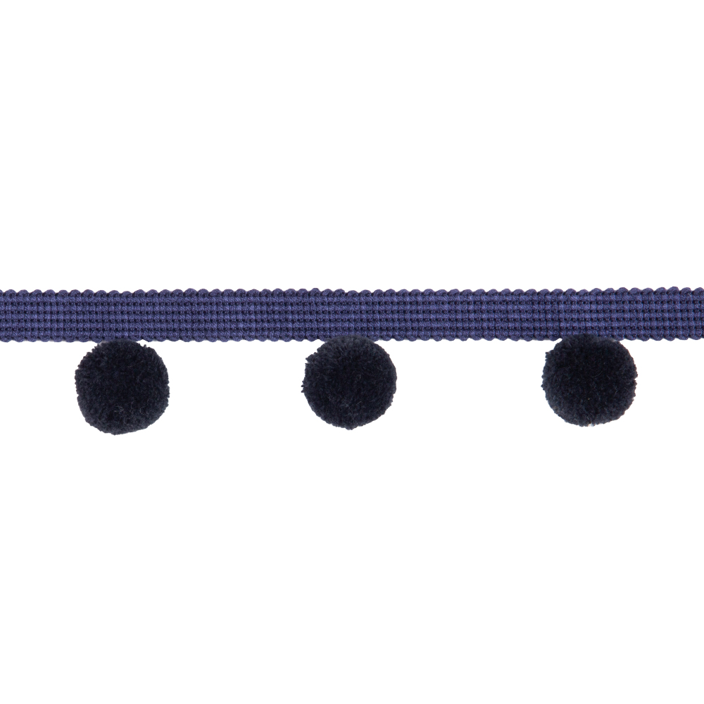 Бахрома с помпонами, из коллекции "Pompon" YMQ-6 темно-синий (L4см/D2,5см/м-у шариками 6,5см)(12,5м)