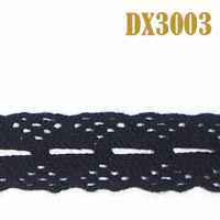 Кружево вязанное 3003-DX черный, 2 см, (50 ярд)