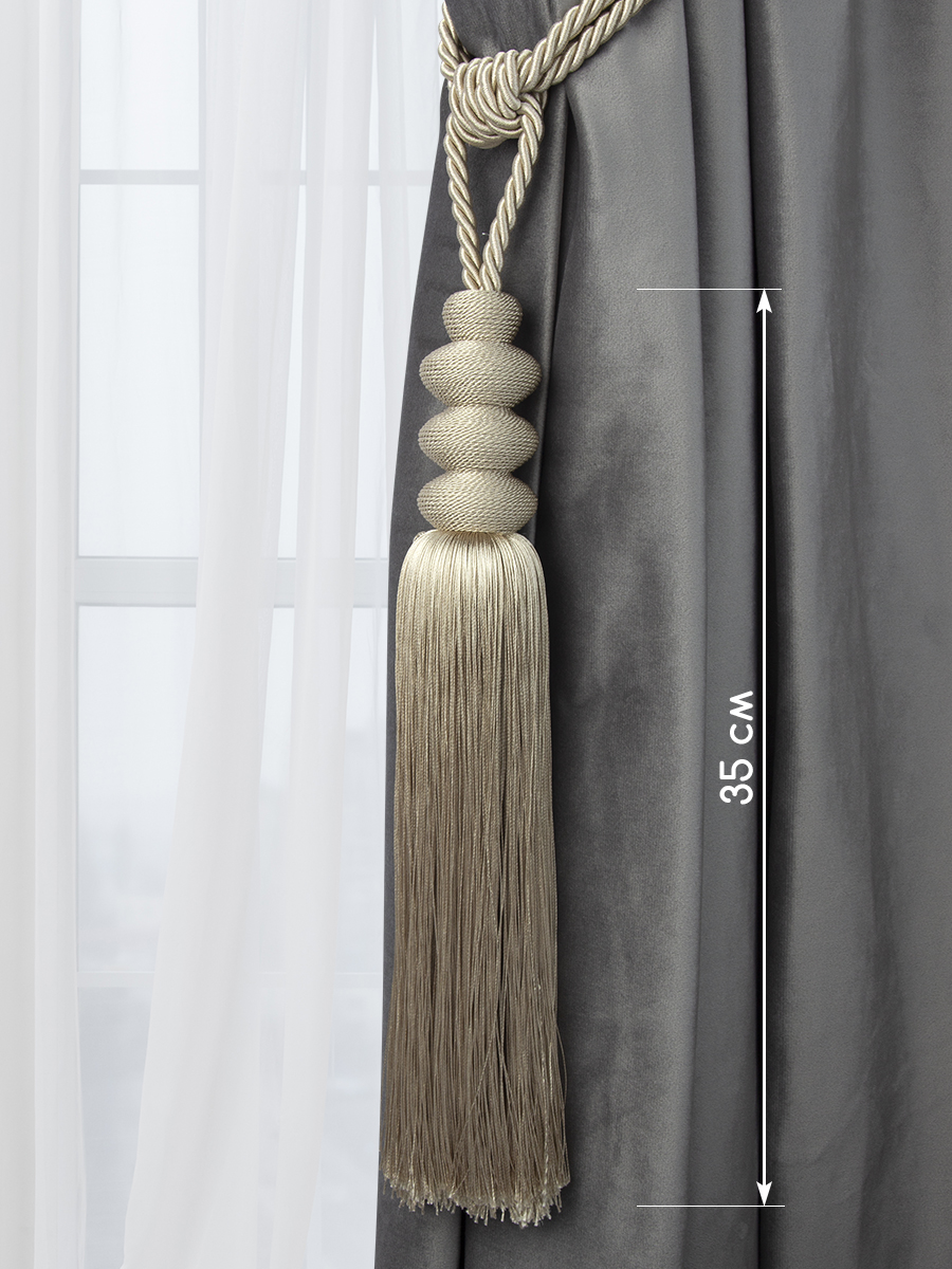 Кисть подхват для штор DAGA-2 Mirtex светло-бежевый (light beige) (общая длина 80 см, кисть 35 см)