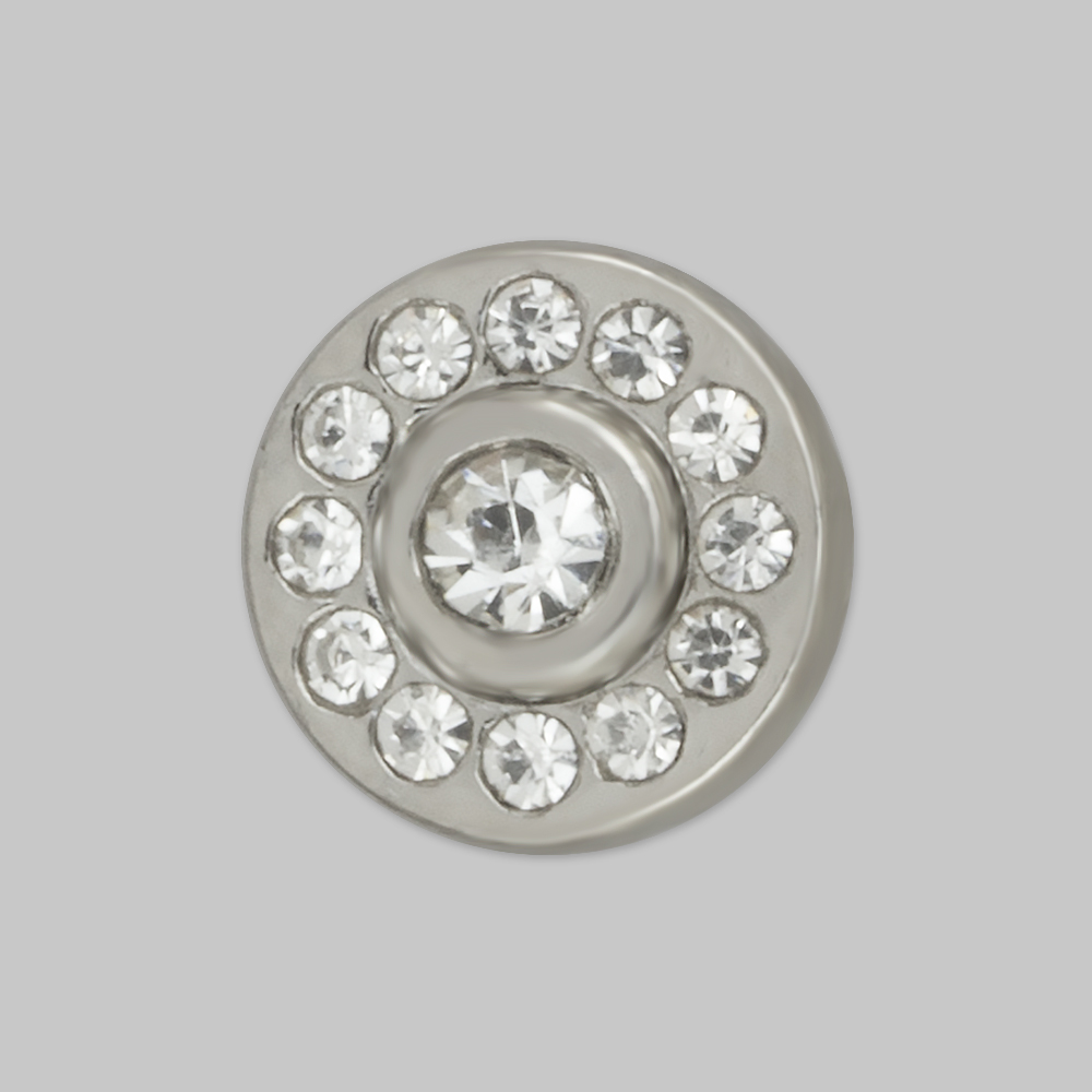 Пуговица со стразами 3151 серебро (10 шт)