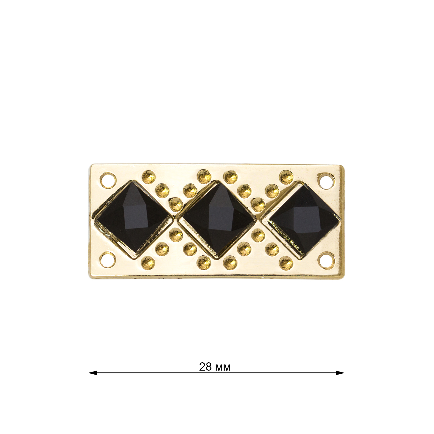 Украшение со стразами пришивное 297 золото/черный