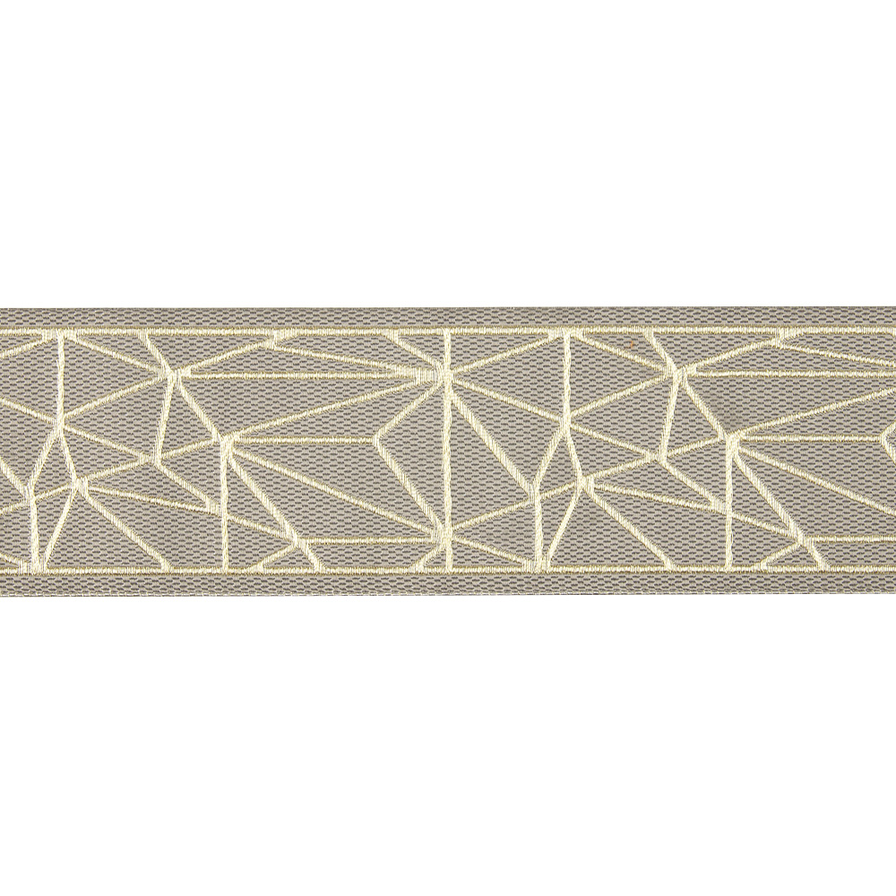 Текстильный бордюр YGH292-2 Mirtex серо-бежевый/золотой "Сканди 1", ширина 6 см/±25 м