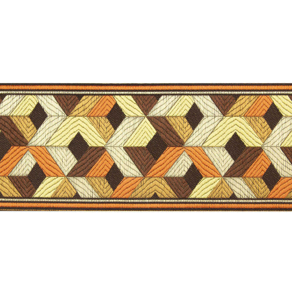 Текстильный бордюр YGH328-3 Mirtex кирпичный/коричневый/антик "Фантазия 1", ширина 9 см/±25 м
