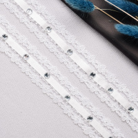 Тесьма кружево со стразами 62A-1-UG1286 белый (45,72 м)