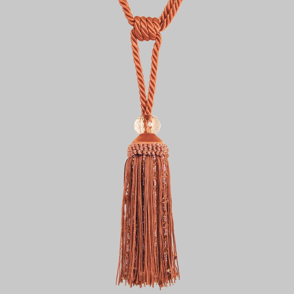 Кисти для штор со стеклярусом SM-A6-067/182 серо-розовый (2 шт)