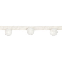 Бахрома с помпонами, из коллекции "Pompon" YMQ-1 молочный (L4см/D2,5см/между шариками 8см)(25м)