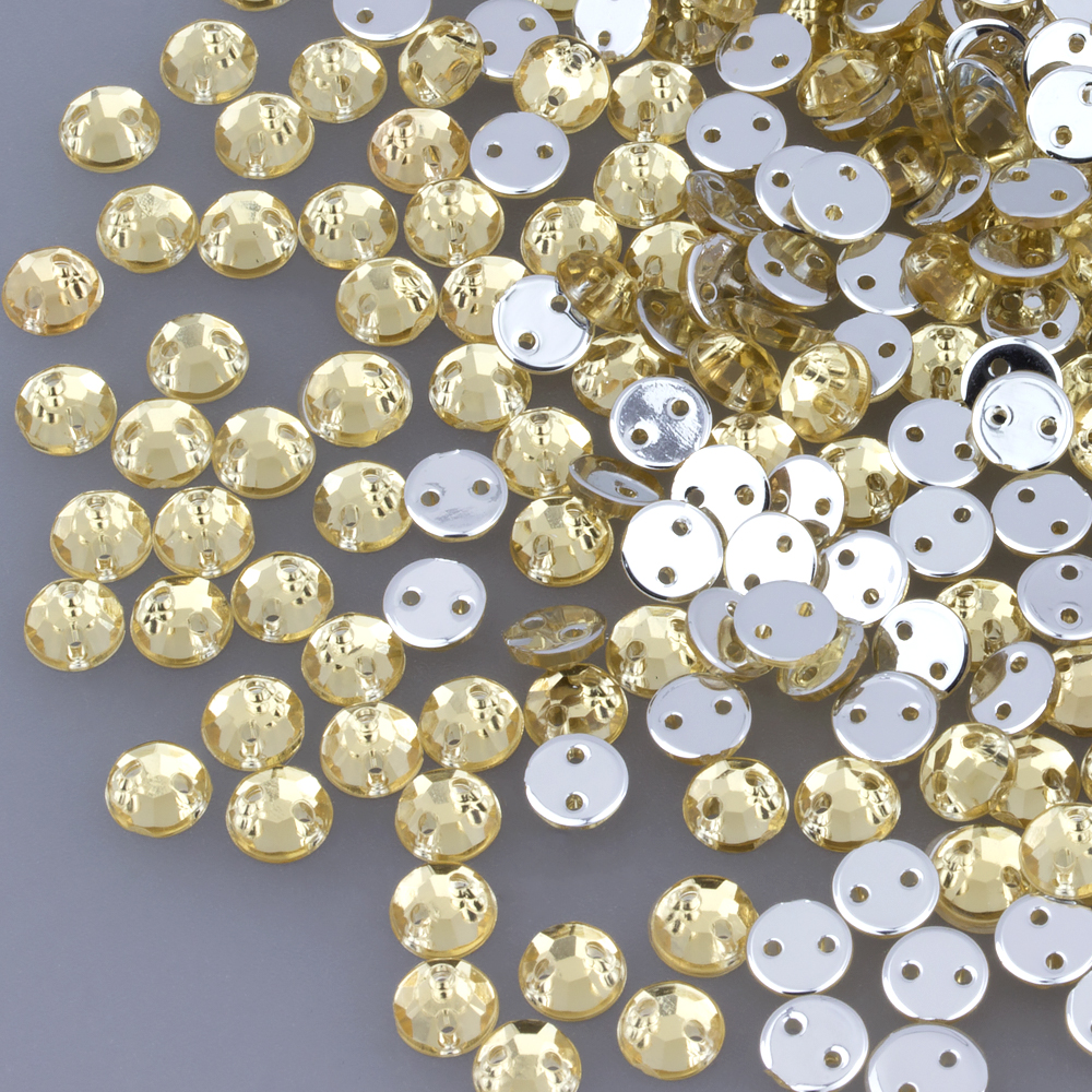 Стразы пришивные пластиковые Круг 6,5 мм 34# песочные (1000 шт)