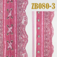Тесьма кружевная для корсетов 3-ZB080 розовый (48 ярд)