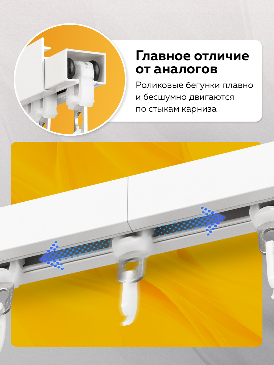 Потолочный квадратный алюминиевый 2-рядный карниз 3,8 м Белый составной 00086790