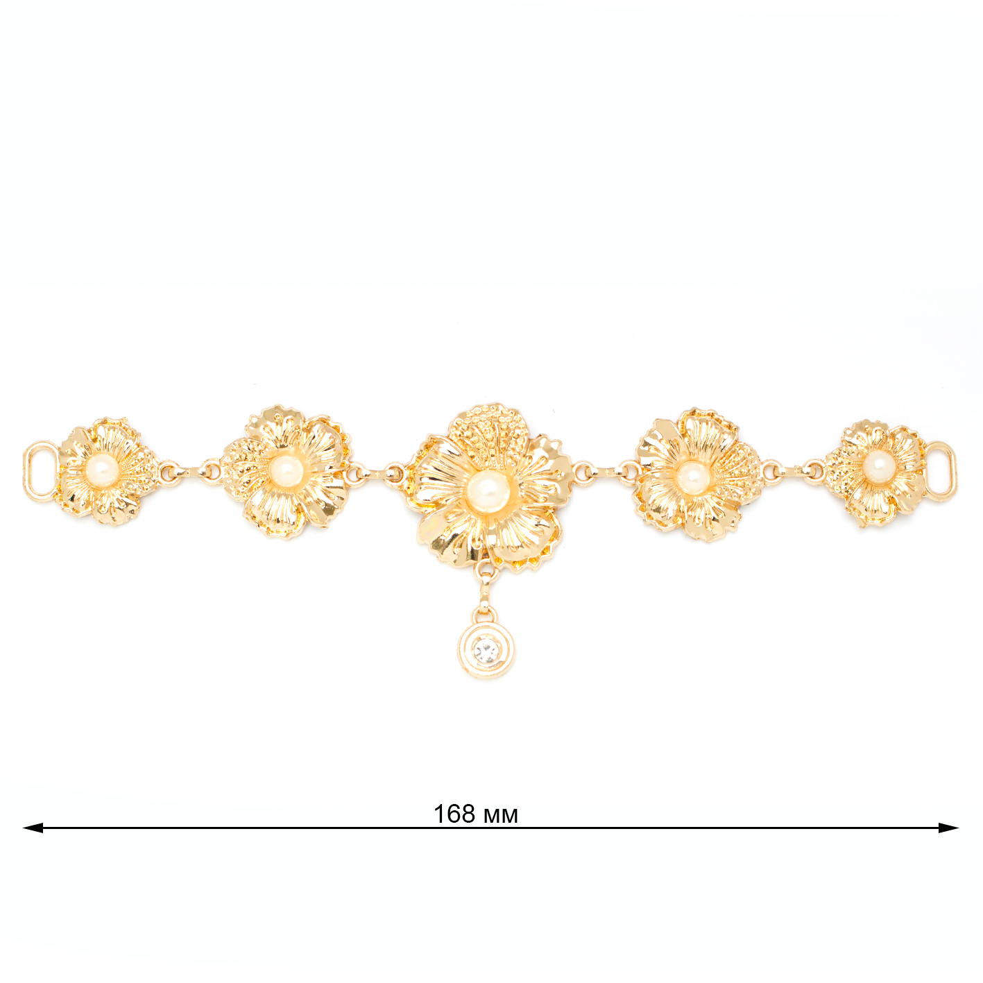 Украшение со стразами пришивное 1186 золото