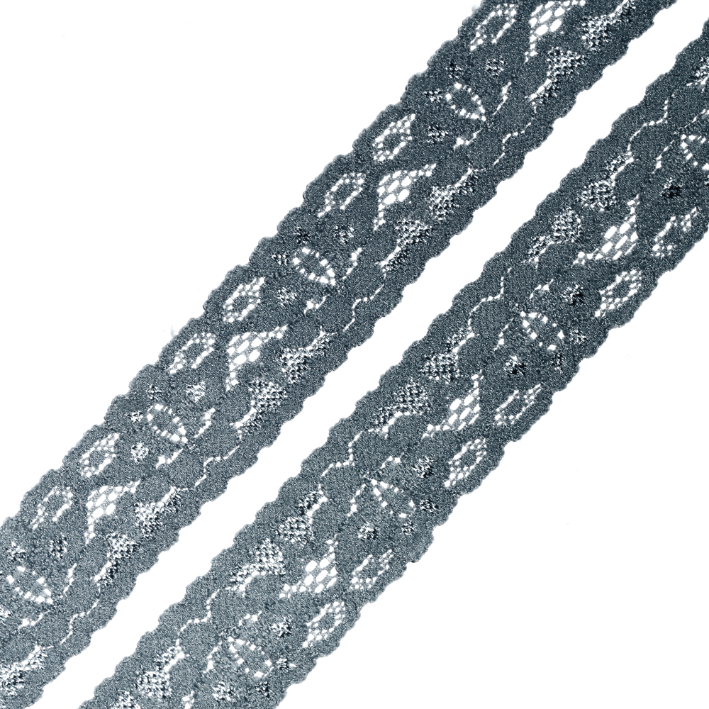 Кружево эластичное 9959 серый, 2.8 см, (300 ярд)