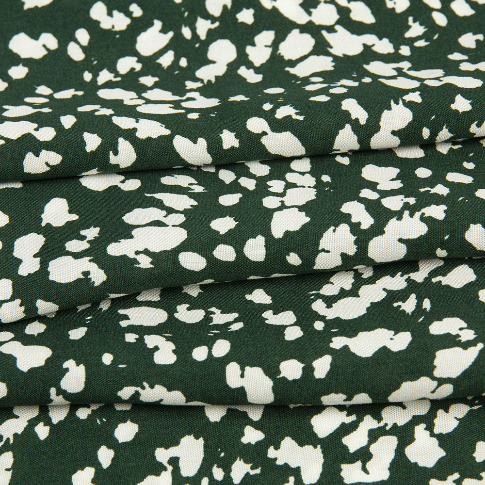 Ткань Штапель HM208-49880.1 зеленый пятна белые (92г/кв.м) 150см/±50м