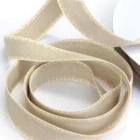 Лента двухсторонняя декоративная 1167HG бежевый/оранжевый 18 мм (25 ярд)