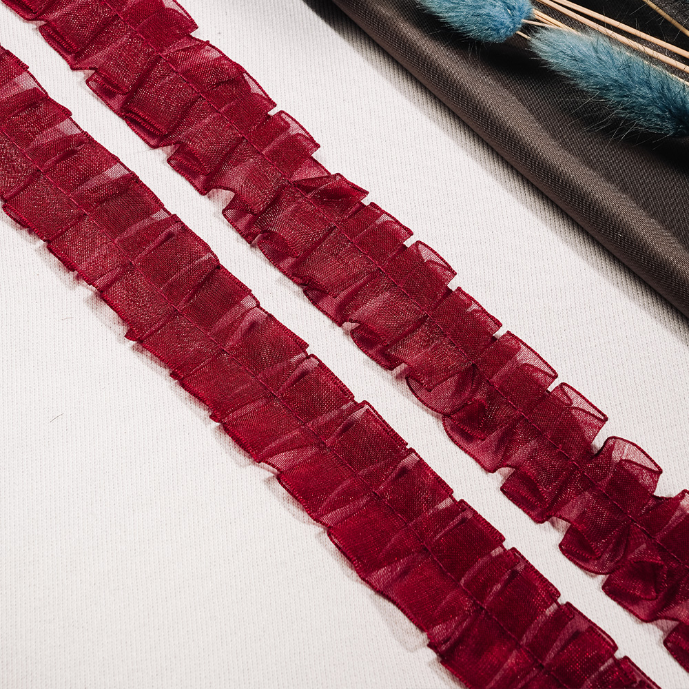 Тесьма-оборка 048-HT1093 бордо (25 ярд)