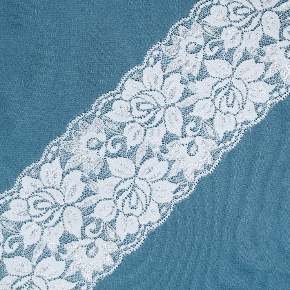 Кружево эластичное 2823 белый (шир. 95 мм/137,16 м)