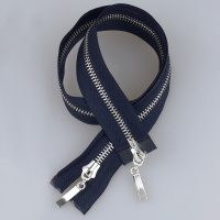 Молния металл 2-замка разъемная 60 см T5 (прямой) никель/темно-синий (GCC330)