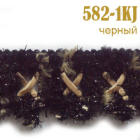 Тесьма вязаная с кожзамом 582-1KJ черный (27,43 м)