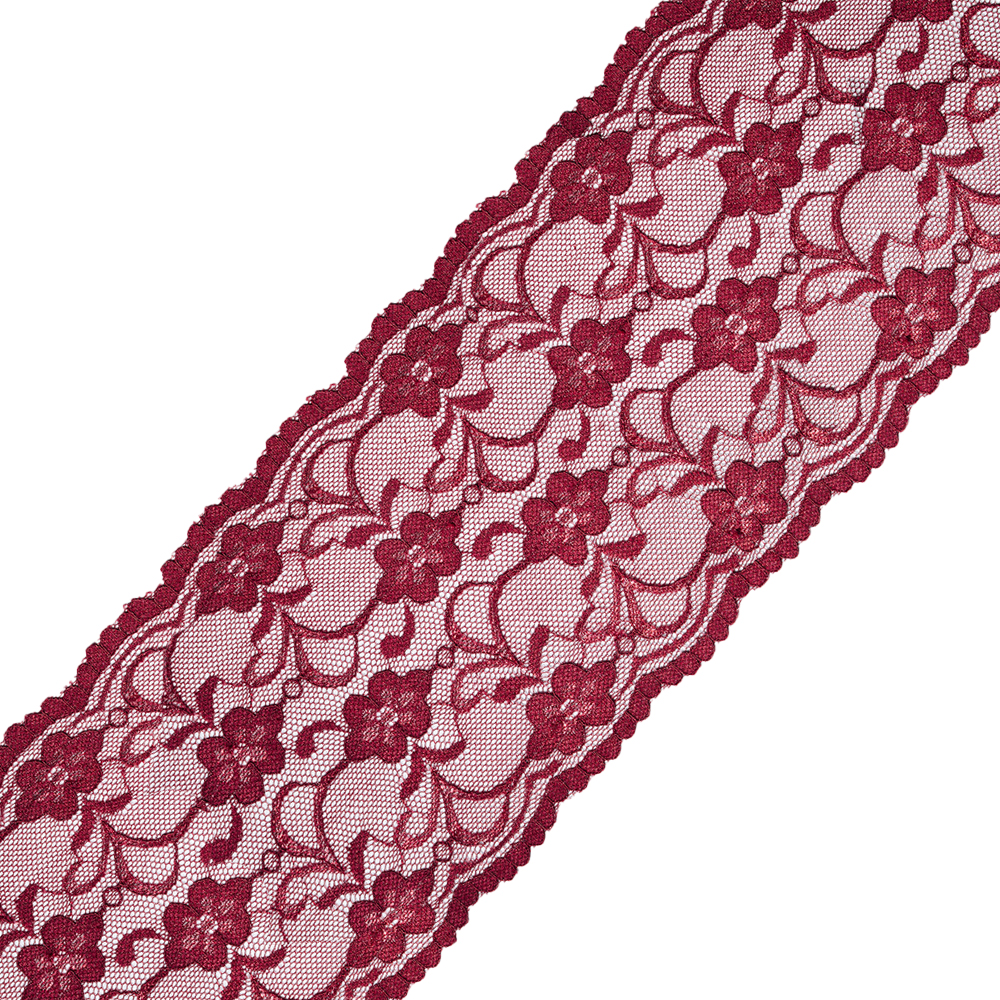 Кружево эластичное 2705-2 бордо, 16 см, (100 ярд)