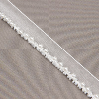 Кант на органзе с мелким жемчугом и стеклярусом 1505 белый (уп. 9.14 м)