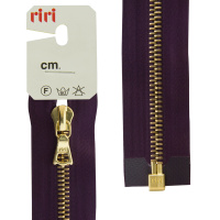 Молния металл Riri, gold, разъёмная 1 замок, на атласной тесьме, 6 мм, 60 см, цвет 2510,фиолетовый т