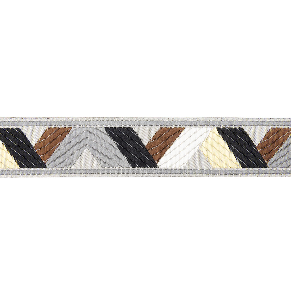 Текстильный бордюр YGH319-4 Mirtex серый/коричневый/золото  "Фантазия 3", ширина 3 см/±25 м