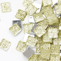 Стразы "зернистые" пришивные Квадрат 10*10 мм  пластик белый (200 шт)