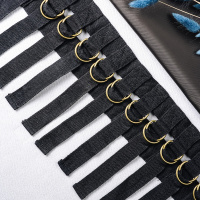 Тесьма с полукольцами ZB030-1 черный (13,7 м)