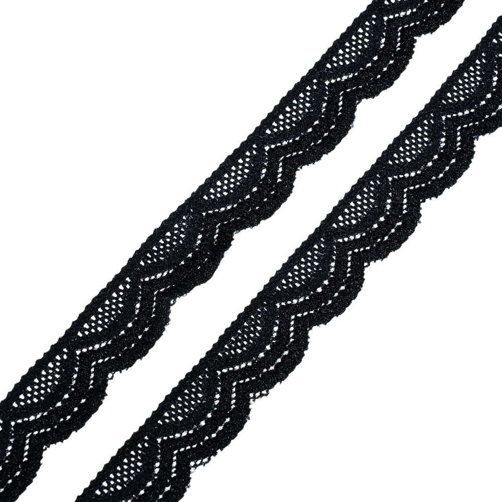 Кружево эластичное 6616 черный, 2 см, (350 ярд)