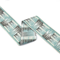 Текстильный бордюр YGH264-4 Mirtex светло-бирюзовый/молочный "Малевич", ширина 6 см/±25 м