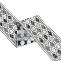 Текстильный бордюр YGH256-2 Mirtex серый/стальной "Echo 1", ширина 9 см/±26 м