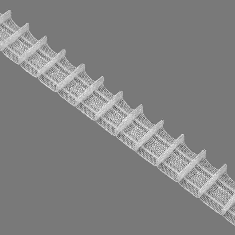 Шторная лента 2511Т(1:2) MirTenda  прозрачная 2,5 см/50 м (1 карман, корд-2 лески)