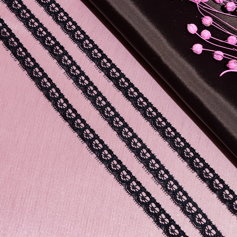 Кружево капроновое 169-1 черный, 1 см, (365,76 м/22,86 м)