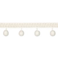 Бахрома с "Вязаным шариком" A8175-1 молочный матовый (L 4 см, d 1.7 см, между шариками  4,5 см)