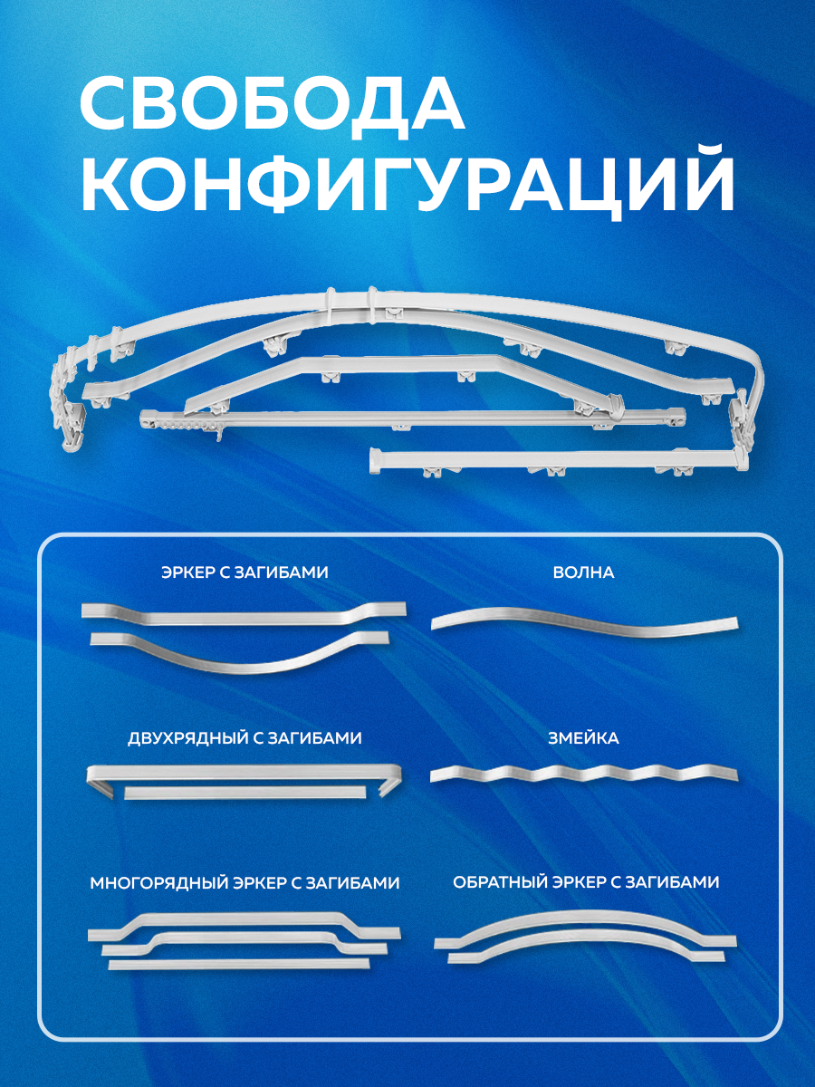 Гибкий карниз в сборе, 10 м