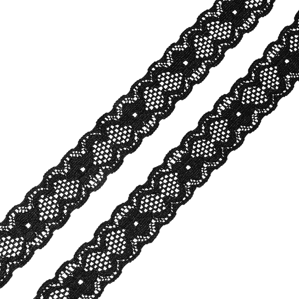 Кружево эластичное 2728 черный, 2 см, (300 ярд)