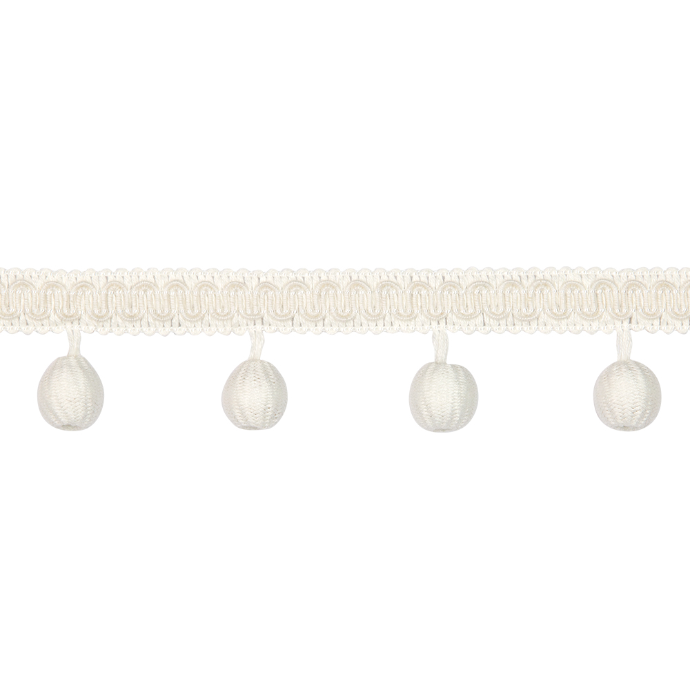 Бахрома с "Вязаным шариком" A8175-1 молочный матовый (L 4 см, d 1.7 см, между шариками  4,5 см)