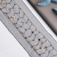 Тесьма с бисером и монистами 0226-2-A-MH черный (15,7 ярд)