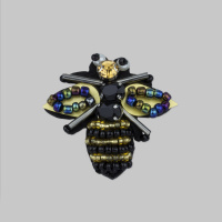 Аппликация вышитая пришивная с бисером и стразами K280-2 "Пчела" (5 шт)