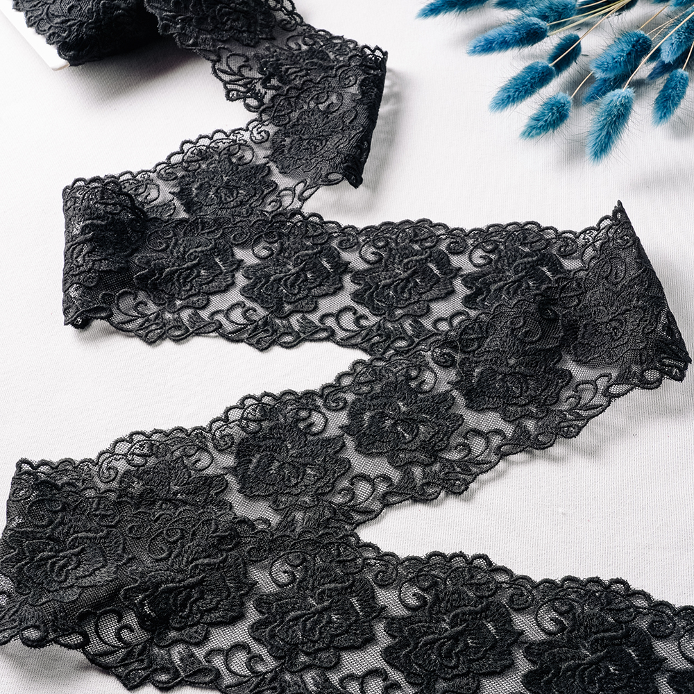 Тесьма 37205-D103 черный шир.80мм/уп.13,716 м