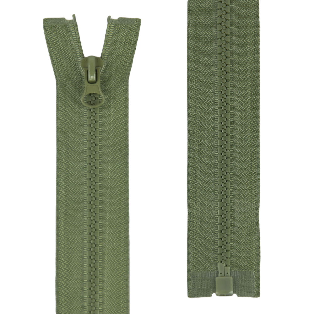 Молния тракторная разъемная Т5 (1-замок) 55 см №263 хаки, УСИЛЕННОЕ ЗВЕНО (пуллер-овал) (10 шт)