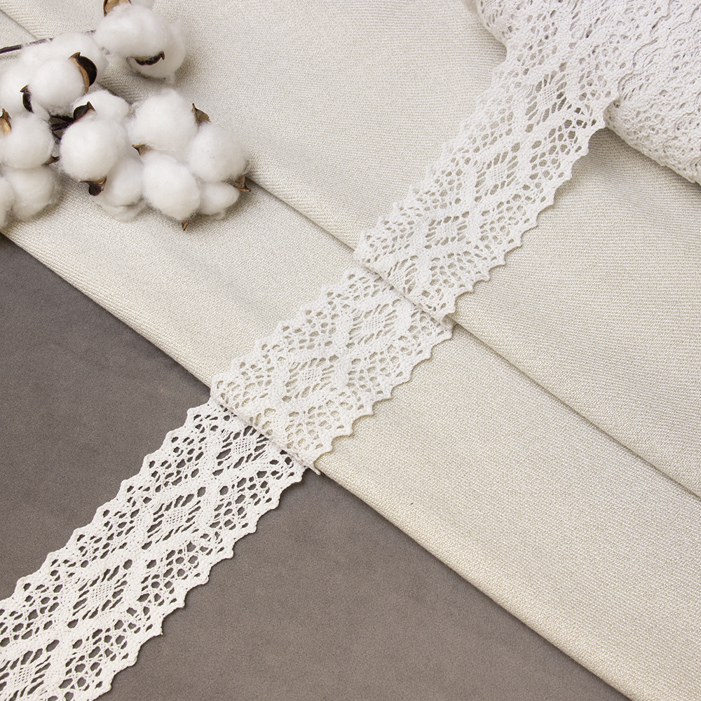 Кружево вязаное 3575 белый 80%ХЛ, 20%ПЭ (шир. 68 мм, 91,44 м/22,86 м)