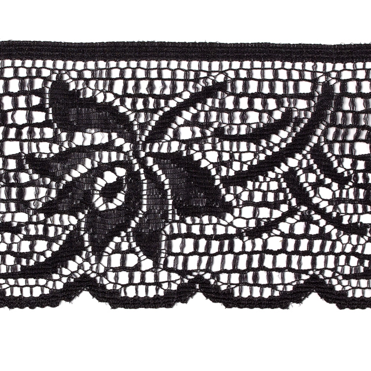 Кружево капроновое 717 черный, 7 см, (182,87 м/22,86 м)