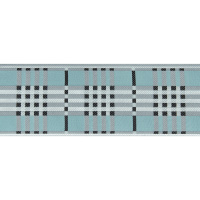 Бордюр для штор "Тартан" YY9014-2 Mirtex бирюзовый/серый 9 см/25 м