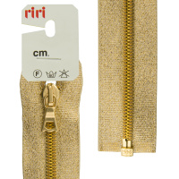 Молния спираль Riri, на люрексной ленте, разъёмная 1 замок, 6 мм, 65 см, цвет золотистый 2517945/65/
